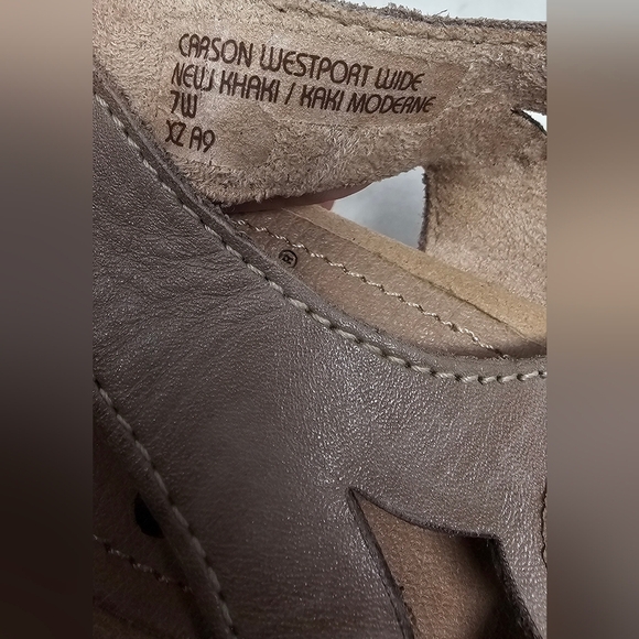 Earth Leather Two-Piece Heeled Sandals - Carson Westport New Khaki Size 7W - Picture 14 of 16